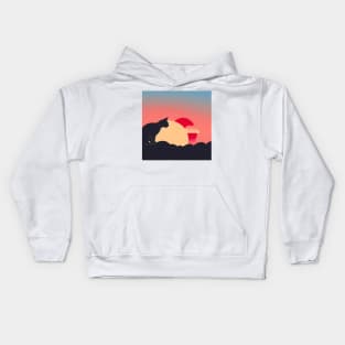 Cat Watching Rising Sunset Kids Hoodie